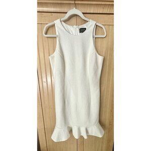 BARDOT MARKLE Mini Ivory White Cocktail Dress Size 8 Sleeveless, Jacquard Ruffle